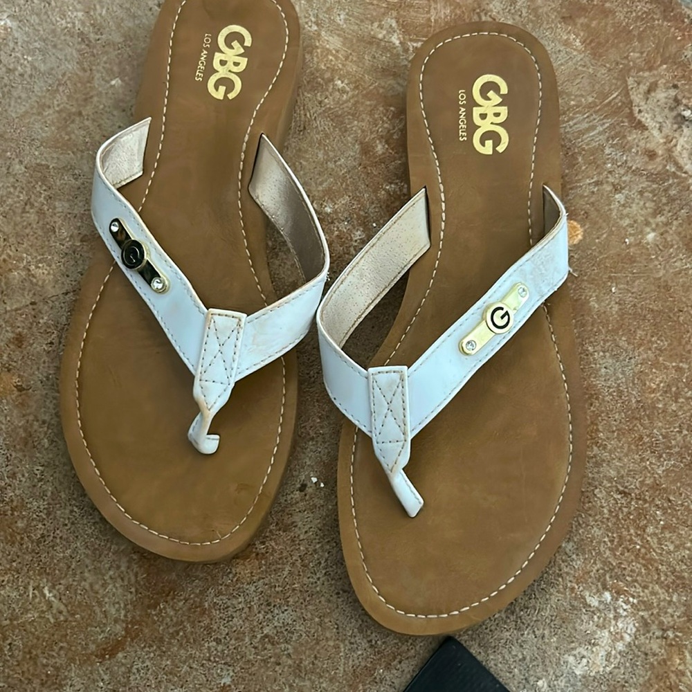 G by Guess Women's White and Tan Sandals